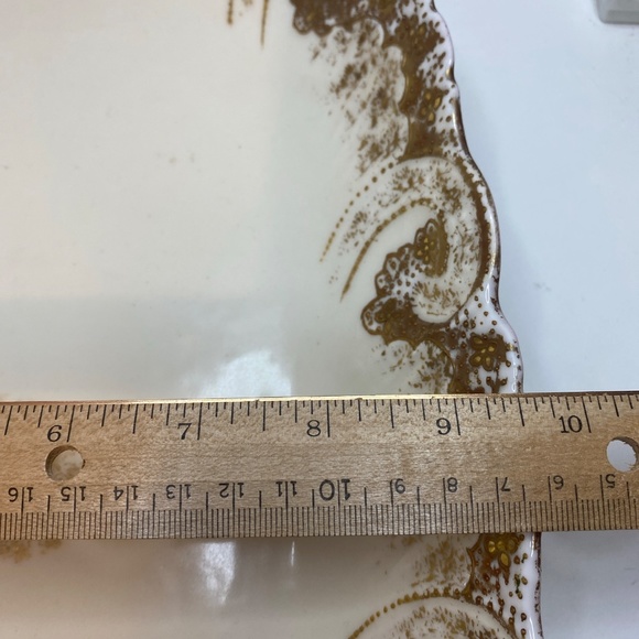 c1900 AK VF LIMOGES A. KLINGENBERG White GOLD ENCRUSTED DISH TRAY BOWL GARLAND - Picture 11 of 13